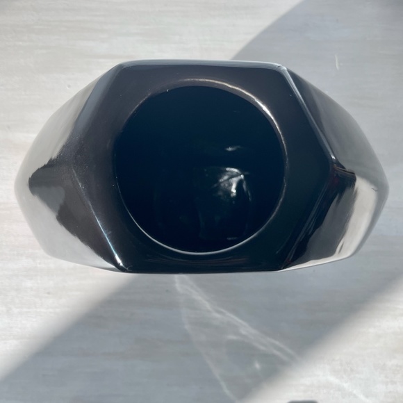 Vintage 1997 Haeger Pottery Shiny Black Art Deco Angular 11" Vase - Rare! - Picture 7 of 8